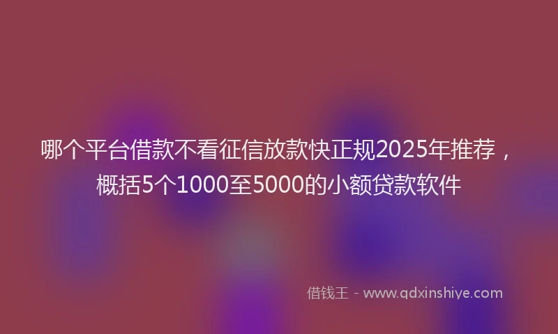 哪个平台借款不看征信放款快正规2025年推荐，概括5个1000至5000的小额贷款软件