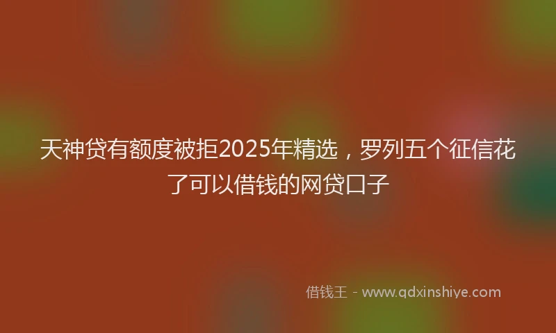 天神贷有额度被拒2025年精选，罗列五个征信花了可以借钱的网贷口子