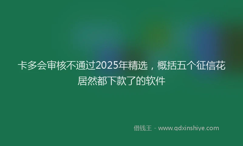 卡多会审核不通过2025年精选，概括五个征信花居然都下款了的软件