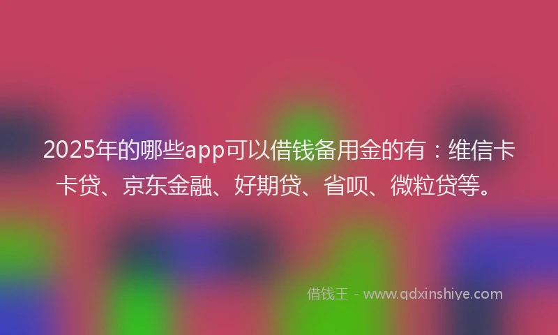 2025年的哪些app可以借钱备用金的有：维信卡卡贷、京东金融、好期贷、省呗、微粒贷等。