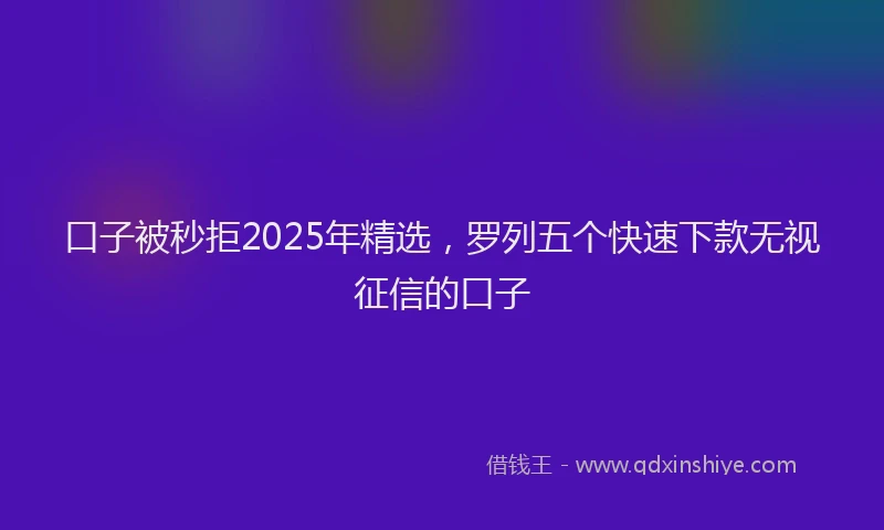 口子被秒拒2025年精选，罗列五个快速下款无视征信的口子