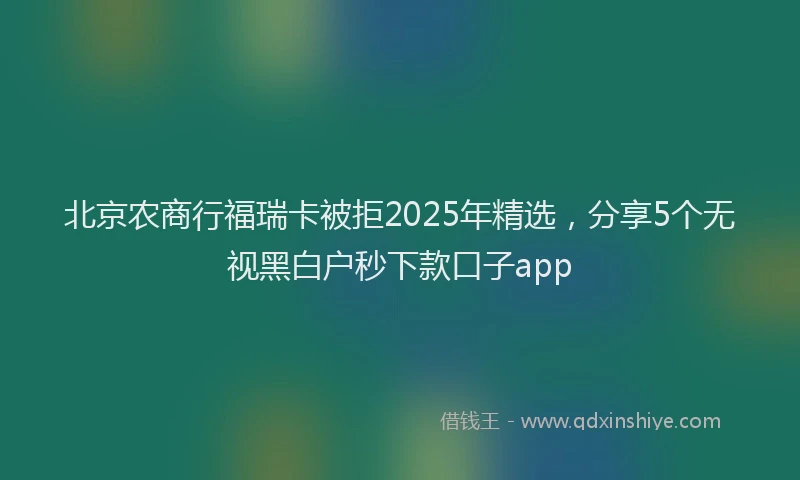 北京农商行福瑞卡被拒2025年精选，分享5个无视黑白户秒下款口子app