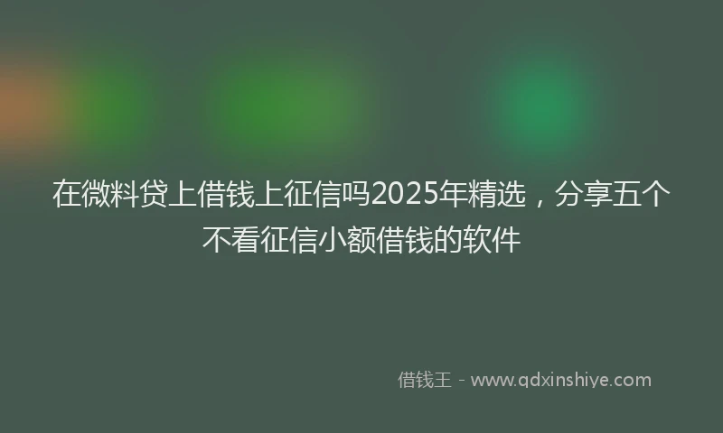在微料贷上借钱上征信吗2025年精选，分享五个不看征信小额借钱的软件
