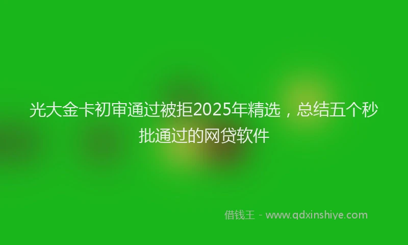 光大金卡初审通过被拒2025年精选，总结五个秒批通过的网贷软件