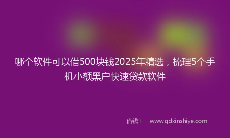 哪个软件可以借500块钱2025年精选，梳理5个手机小额黑户快速贷款软件