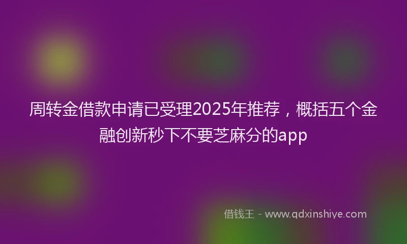 周转金借款申请已受理2025年推荐，概括五个金融创新秒下不要芝麻分的app