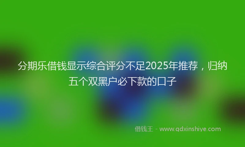 分期乐借钱显示综合评分不足2025年推荐，归纳五个双黑户必下款的口子