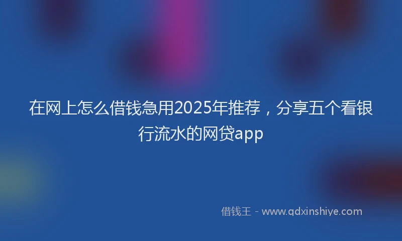 在网上怎么借钱急用2025年推荐，分享五个看银行流水的网贷app
