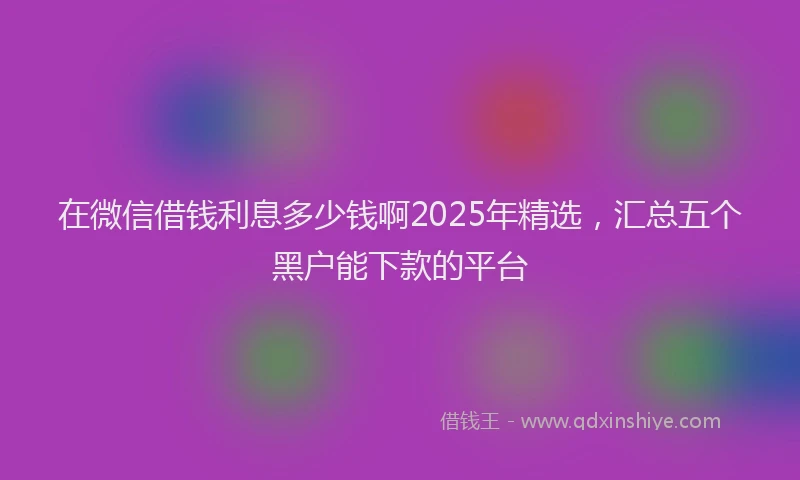 在微信借钱利息多少钱啊2025年精选，汇总五个黑户能下款的平台