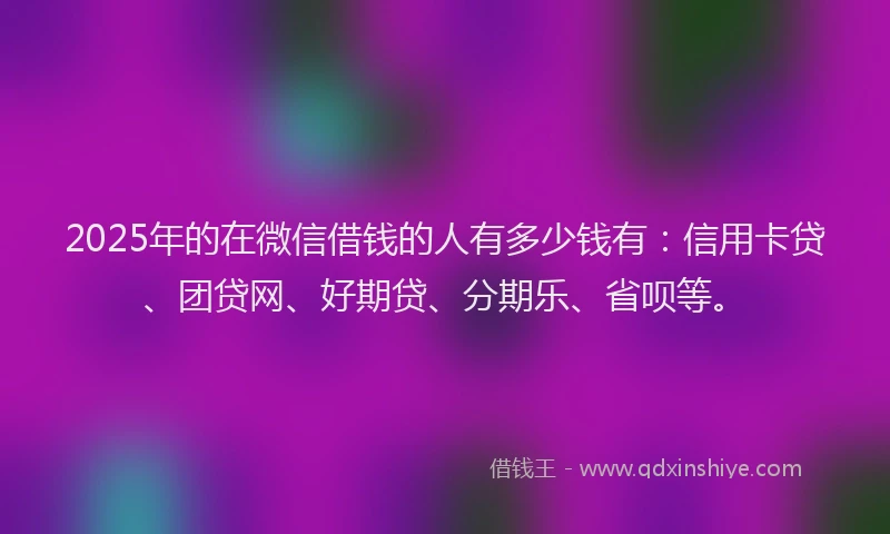 2025年的在微信借钱的人有多少钱有：信用卡贷、团贷网、好期贷、分期乐、省呗等。