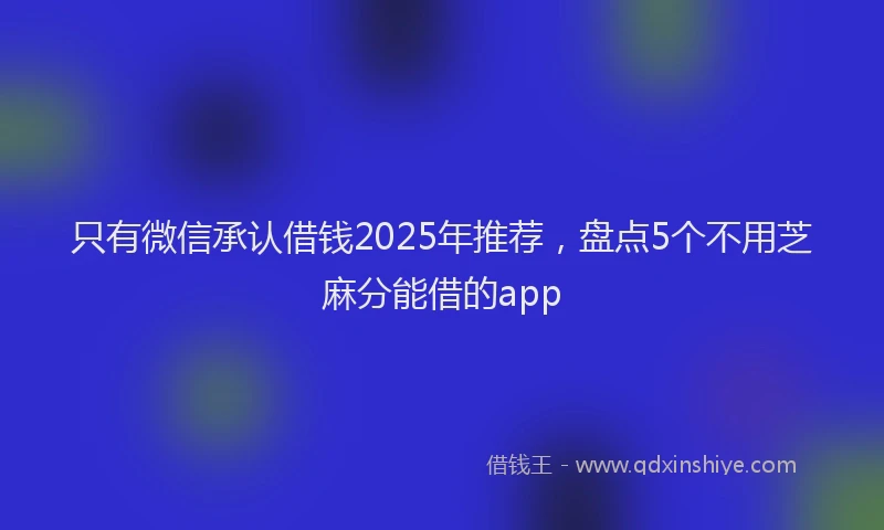 只有微信承认借钱2025年推荐，盘点5个不用芝麻分能借的app