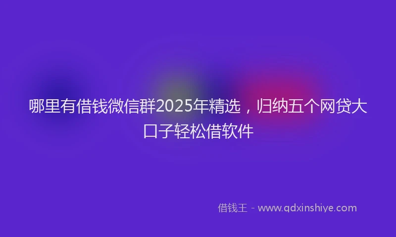 哪里有借钱微信群2025年精选，归纳五个网贷大口子轻松借软件
