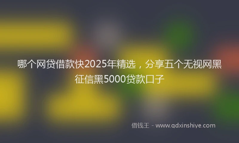 哪个网贷借款快2025年精选，分享五个无视网黑征信黑5000贷款口子
