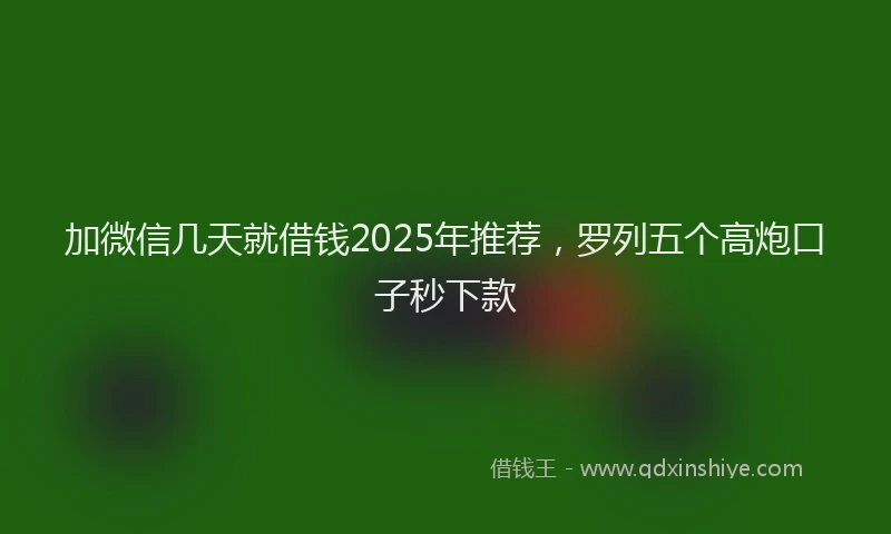 加微信几天就借钱2025年推荐，罗列五个高炮口子秒下款