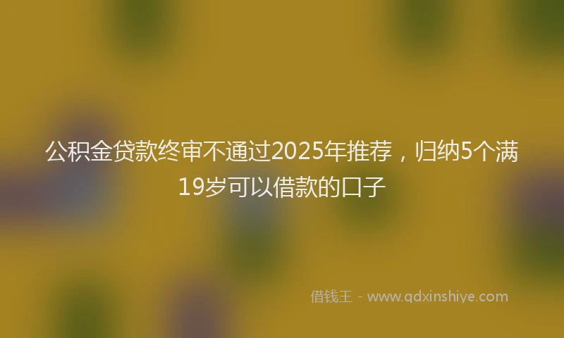 公积金贷款终审不通过2025年推荐，归纳5个满19岁可以借款的口子