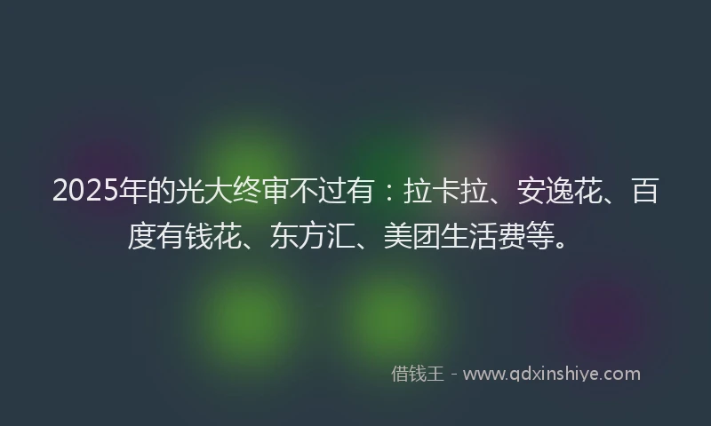 2025年的光大终审不过有：拉卡拉、安逸花、百度有钱花、东方汇、美团生活费等。