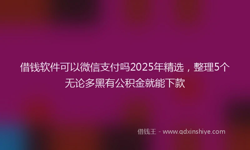 借钱软件可以微信支付吗2025年精选，整理5个无论多黑有公积金就能下款