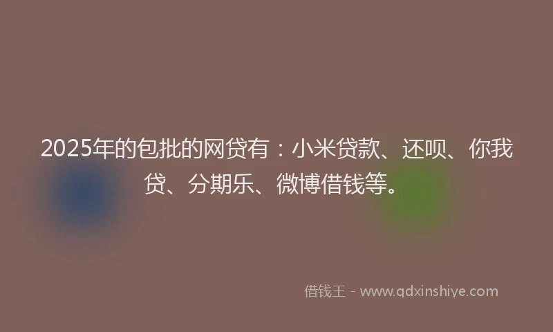 2025年的包批的网贷有：小米贷款、还呗、你我贷、分期乐、微博借钱等。