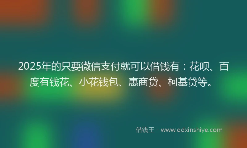 2025年的只要微信支付就可以借钱有：花呗、百度有钱花、小花钱包、惠商贷、柯基贷等。