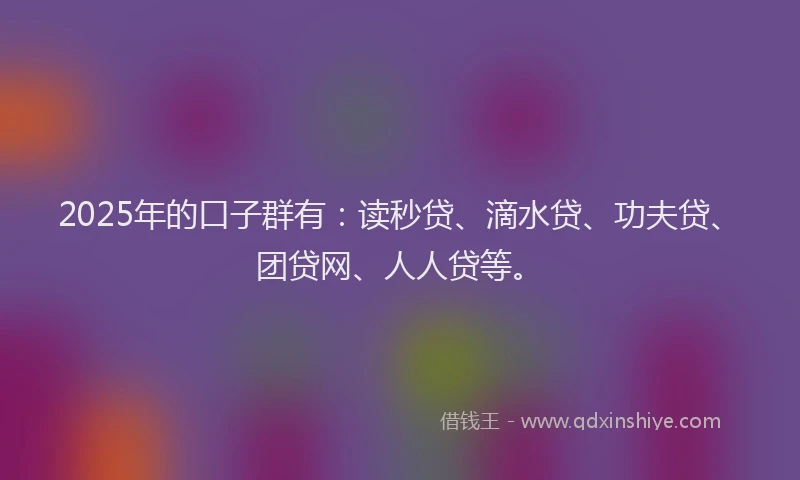 2025年的口子群有：读秒贷、滴水贷、功夫贷、团贷网、人人贷等。