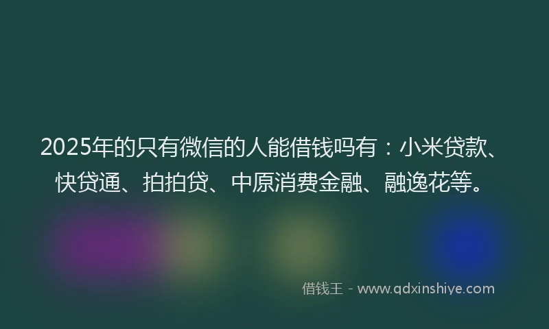 2025年的只有微信的人能借钱吗有：小米贷款、快贷通、拍拍贷、中原消费金融、融逸花等。