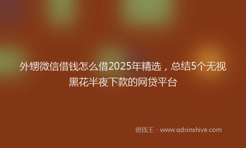 外甥微信借钱怎么借2025年精选，总结5个无视黑花半夜下款的网贷平台