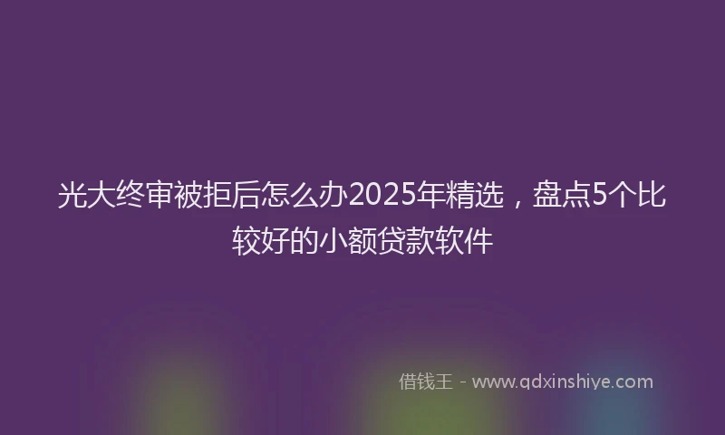 光大终审被拒后怎么办2025年精选，盘点5个比较好的小额贷款软件