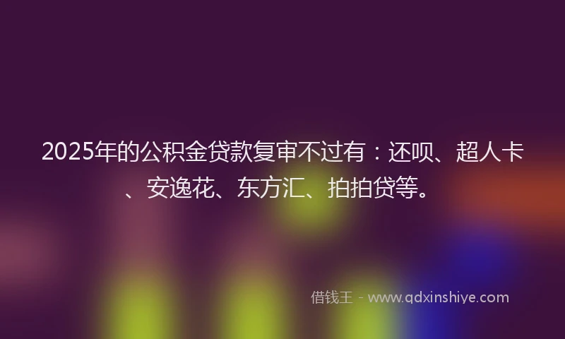 2025年的公积金贷款复审不过有：还呗、超人卡、安逸花、东方汇、拍拍贷等。