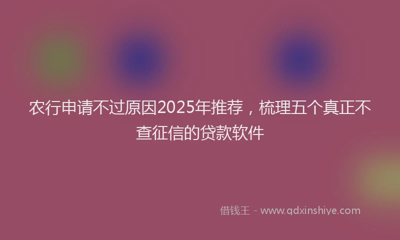 农行申请不过原因2025年推荐，梳理五个真正不查征信的贷款软件
