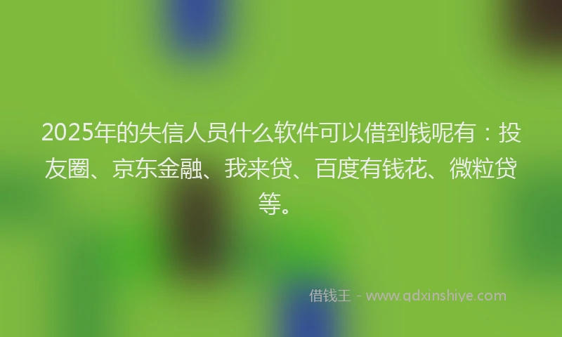 2025年的失信人员什么软件可以借到钱呢有：投友圈、京东金融、我来贷、百度有钱花、微粒贷等。