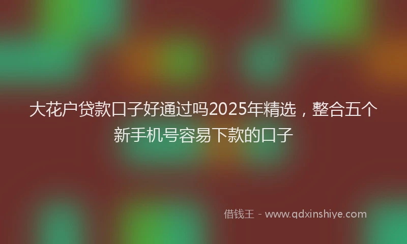 大花户贷款口子好通过吗2025年精选，整合五个新手机号容易下款的口子