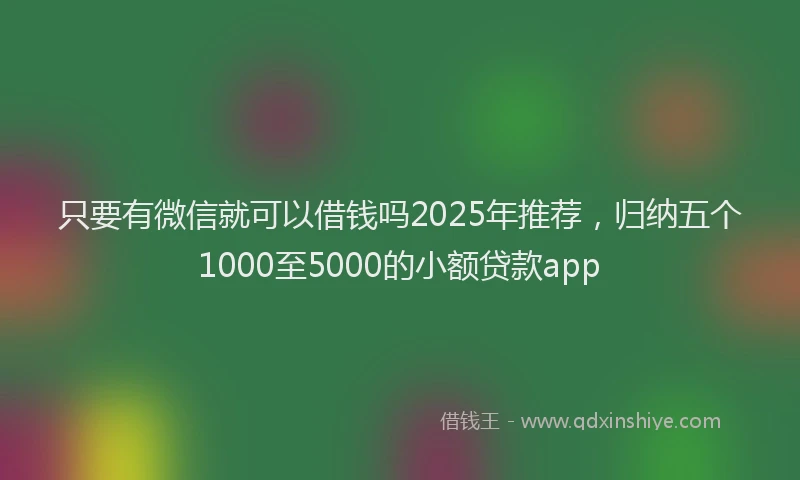 只要有微信就可以借钱吗2025年推荐，归纳五个1000至5000的小额贷款app