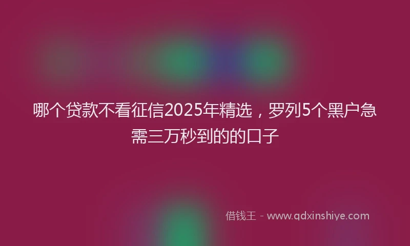 哪个贷款不看征信2025年精选，罗列5个黑户急需三万秒到的的口子