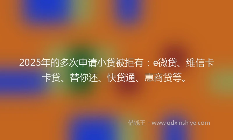 2025年的多次申请小贷被拒有：e微贷、维信卡卡贷、替你还、快贷通、惠商贷等。