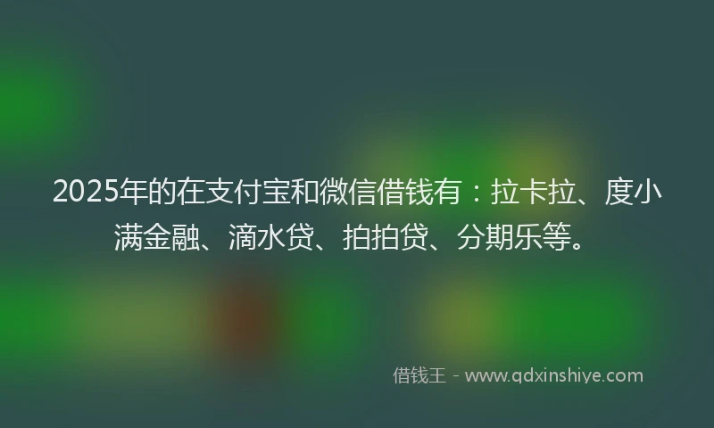 2025年的在支付宝和微信借钱有：拉卡拉、度小满金融、滴水贷、拍拍贷、分期乐等。