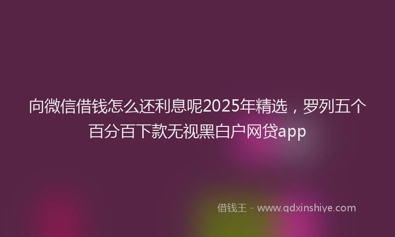 向微信借钱怎么还利息呢2025年精选，罗列五个百分百下款无视黑白户网贷app