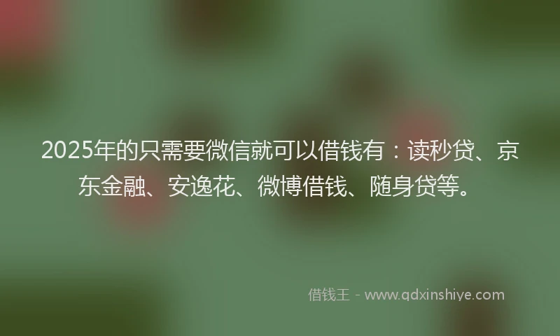 2025年的只需要微信就可以借钱有：读秒贷、京东金融、安逸花、微博借钱、随身贷等。