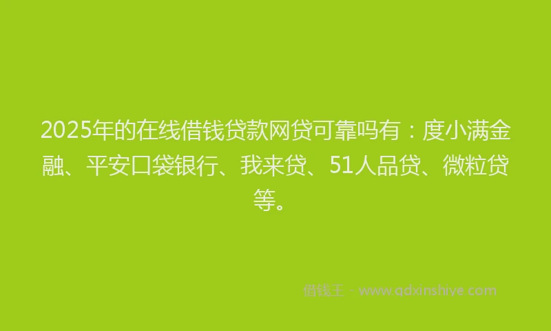2025年的在线借钱贷款网贷可靠吗有：度小满金融、平安口袋银行、我来贷、51人品贷、微粒贷等。