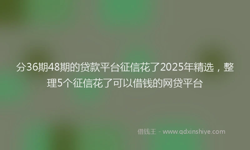 分36期48期的贷款平台征信花了2025年精选，整理5个征信花了可以借钱的网贷平台