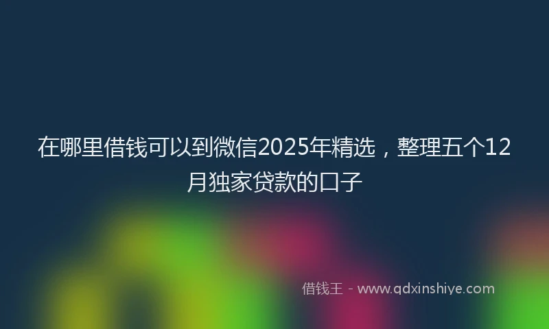 在哪里借钱可以到微信2025年精选，整理五个12月独家贷款的口子
