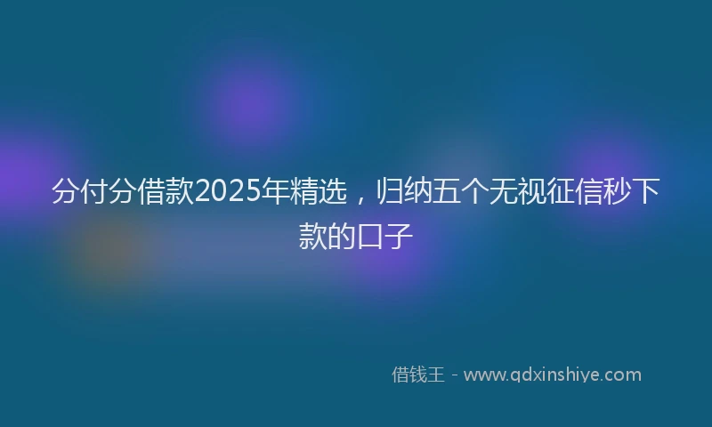 分付分借款2025年精选，归纳五个无视征信秒下款的口子
