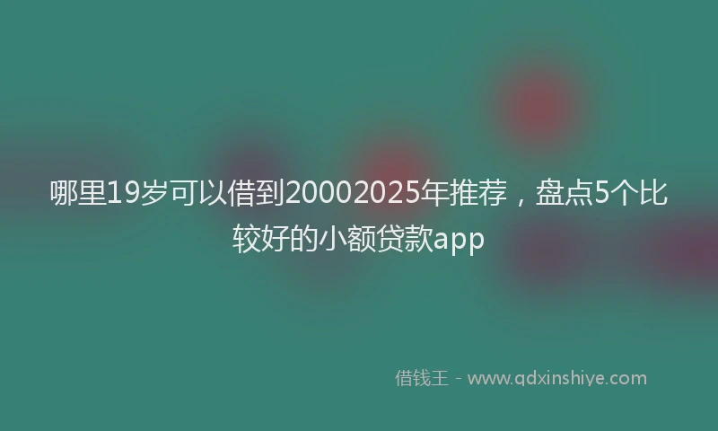 哪里19岁可以借到20002025年推荐，盘点5个比较好的小额贷款app