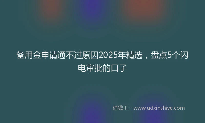 备用金申请通不过原因2025年精选，盘点5个闪电审批的口子