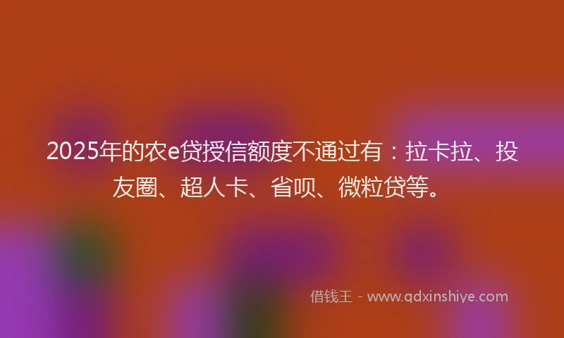2025年的农e贷授信额度不通过有：拉卡拉、投友圈、超人卡、省呗、微粒贷等。