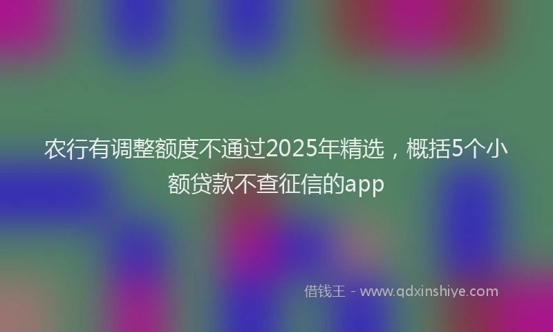 农行有调整额度不通过2025年精选，概括5个小额贷款不查征信的app