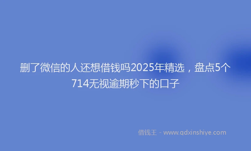 删了微信的人还想借钱吗2025年精选，盘点5个714无视逾期秒下的口子
