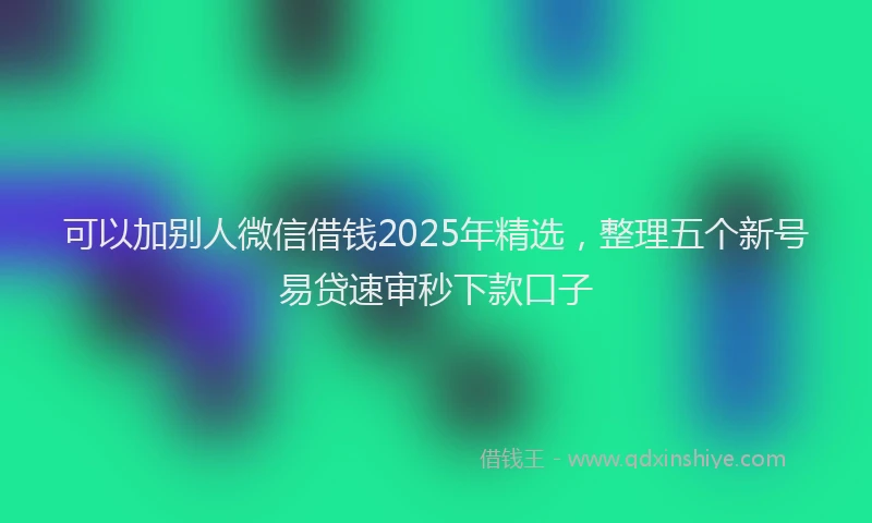可以加别人微信借钱2025年精选，整理五个新号易贷速审秒下款口子