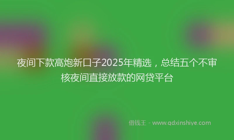 夜间下款高炮新口子2025年精选，总结五个不审核夜间直接放款的网贷平台