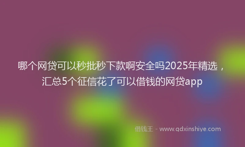 哪个网贷可以秒批秒下款啊安全吗2025年精选，汇总5个征信花了可以借钱的网贷app