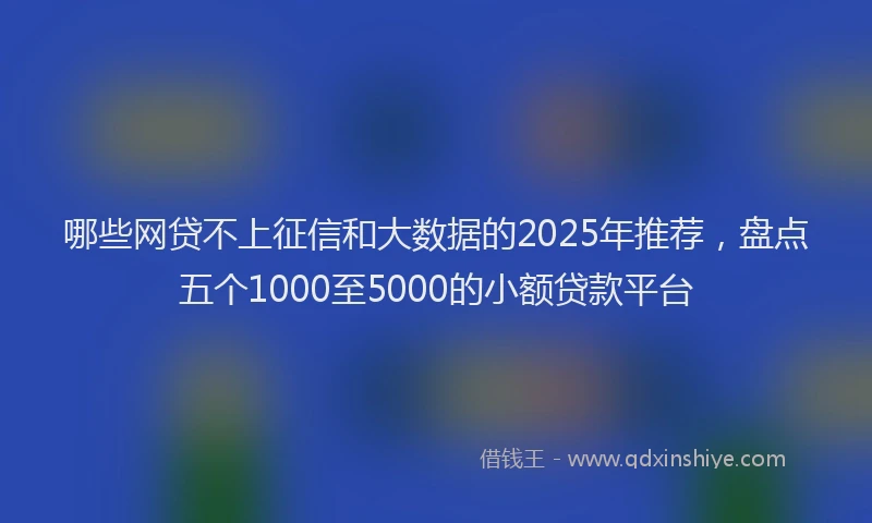 哪些网贷不上征信和大数据的2025年推荐，盘点五个1000至5000的小额贷款平台